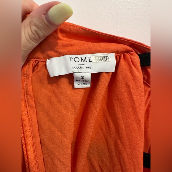 TOME Collective Orange Pleated Dress Size Small - Picture 6 of 7